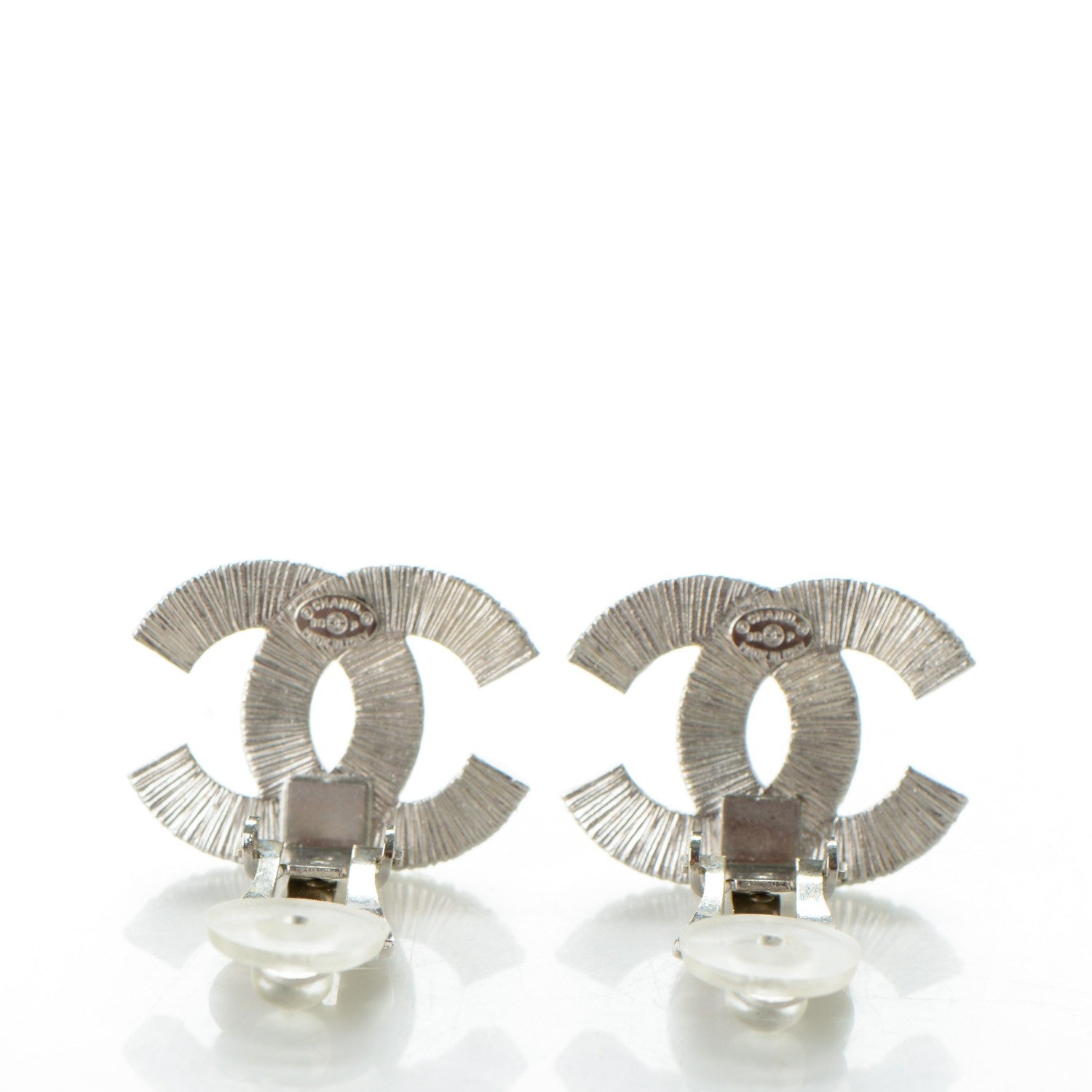 Chanel Baguette Crystal CC Clip On Earrings Silver 3 of 5