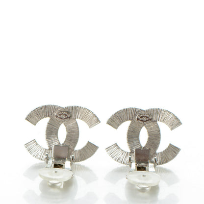 Chanel Baguette Crystal CC Clip On Earrings Silver 3 of 5