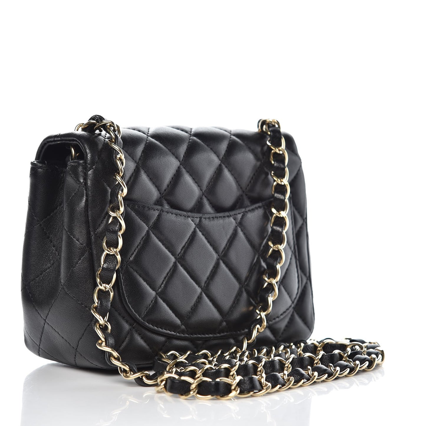 Lambskin Quilted Mini Square Flap Black