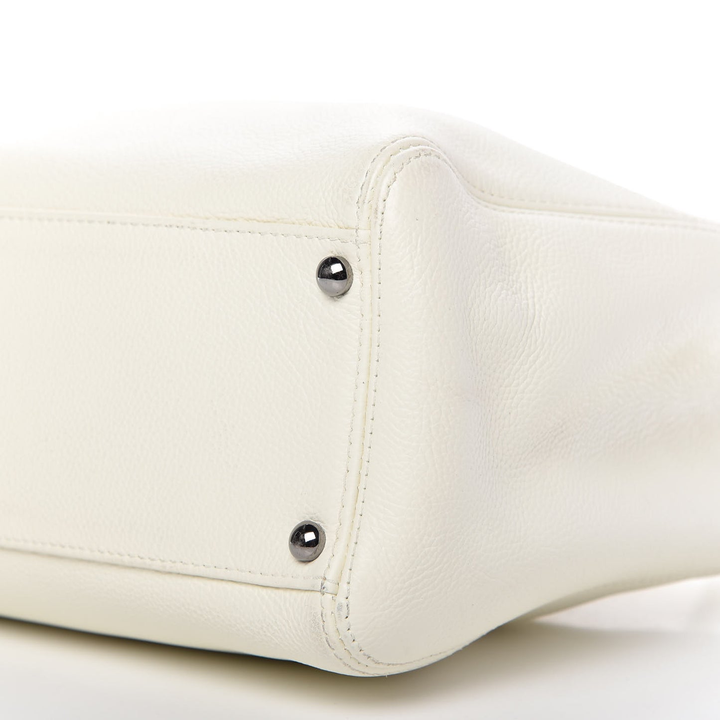Calfskin Mademoiselle Lock Cerf Executive Shopper Tote White
