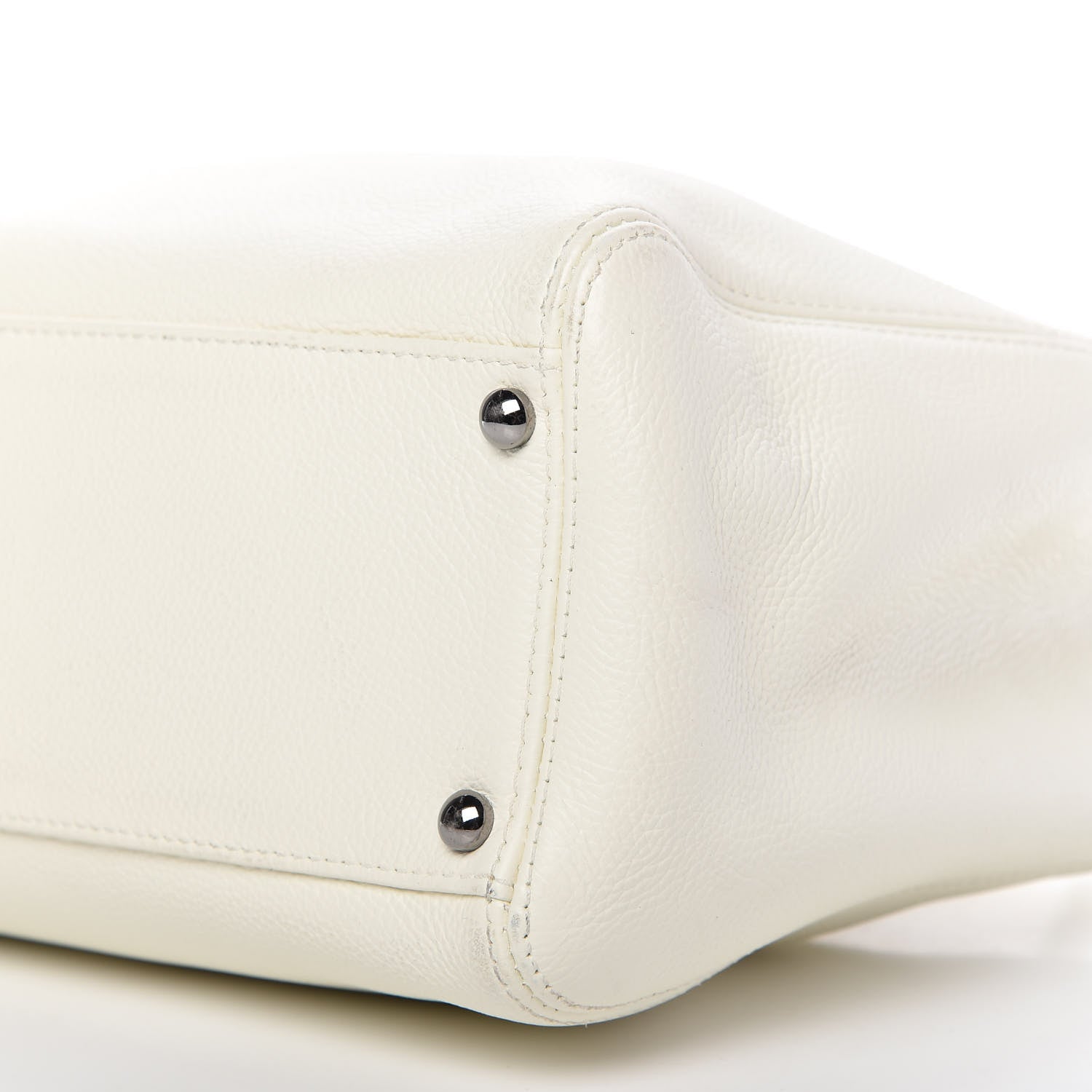 Chanel Calfskin Mademoiselle Lock Cerf Executive Shopper Tote White 7 of 14