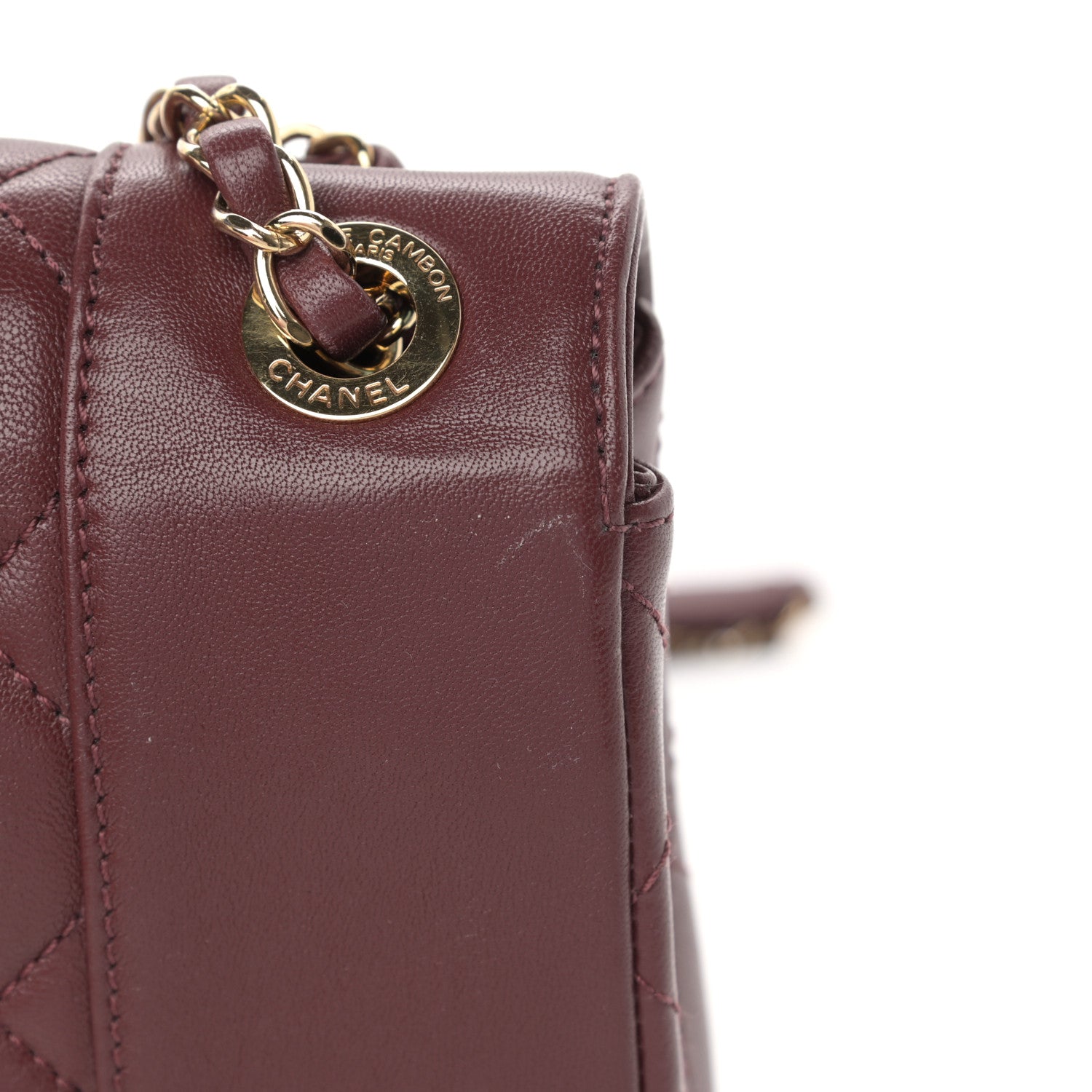Chanel Sheepskin Quilted Vintage Mademoiselle Flap Dark Red 18 of 20
