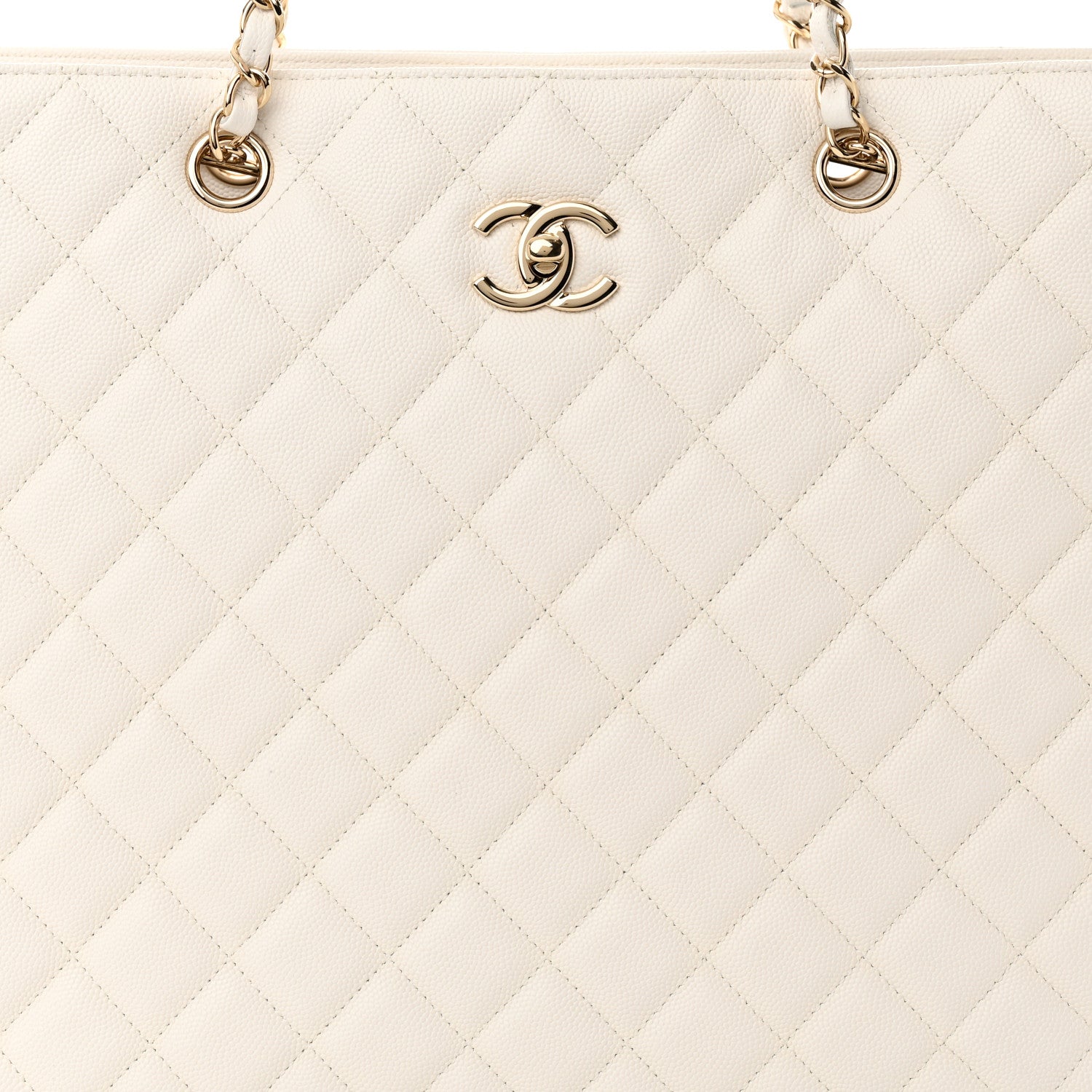 Chanel Caviar Quilted Large Classic Shopping Tote White 8 of 10