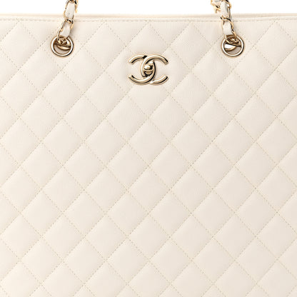 Chanel Caviar Quilted Large Classic Shopping Tote White 8 of 10