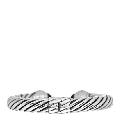 David Yurman Sterling Silver 18k White Gold Diamond Black Onyx 10mm Cable Classics Bracelet 3 of 4