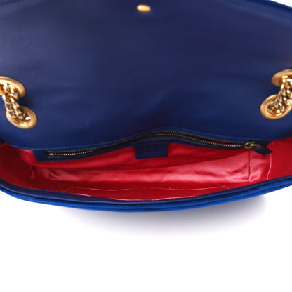 Gucci Velvet Matelasse Medium GG Marmont Shoulder Bag Cobalt Blue 5 of 11