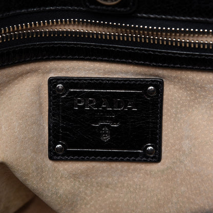 Prada Vitello Shine Fringe Studded Flap Hobo Black 8 of 10
