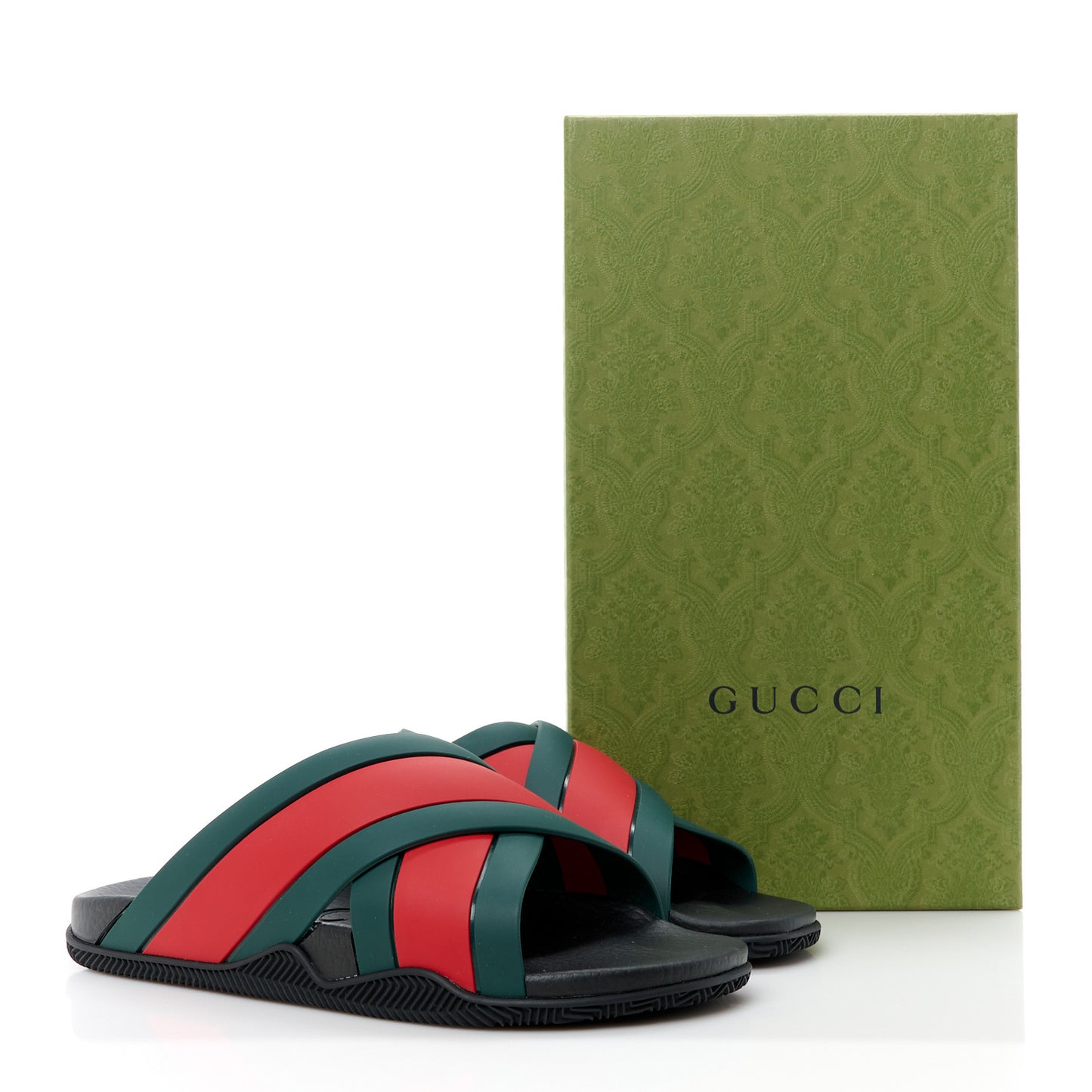 Rubber Web Womens Criss Cross Slide Sandals 41 Green Red