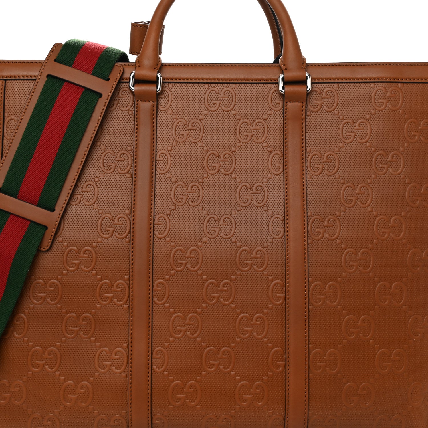 Gucci Calfskin GG Tennis Embossed Large Tote Bag Brown 8 of 12