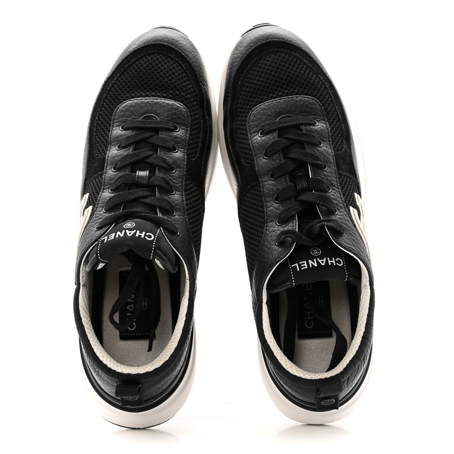 Calfskin Mesh Lycra Suede Womens Logo Sneakers 41 Black