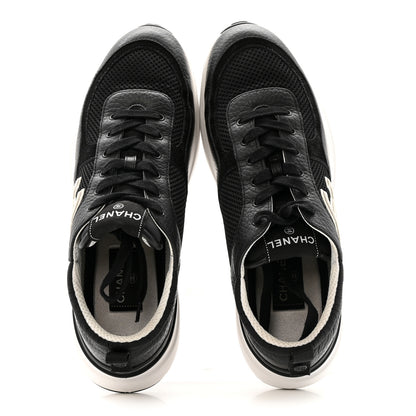 Chanel Calfskin Mesh Lycra Suede Womens Logo Sneakers 41 Black 2 of 11