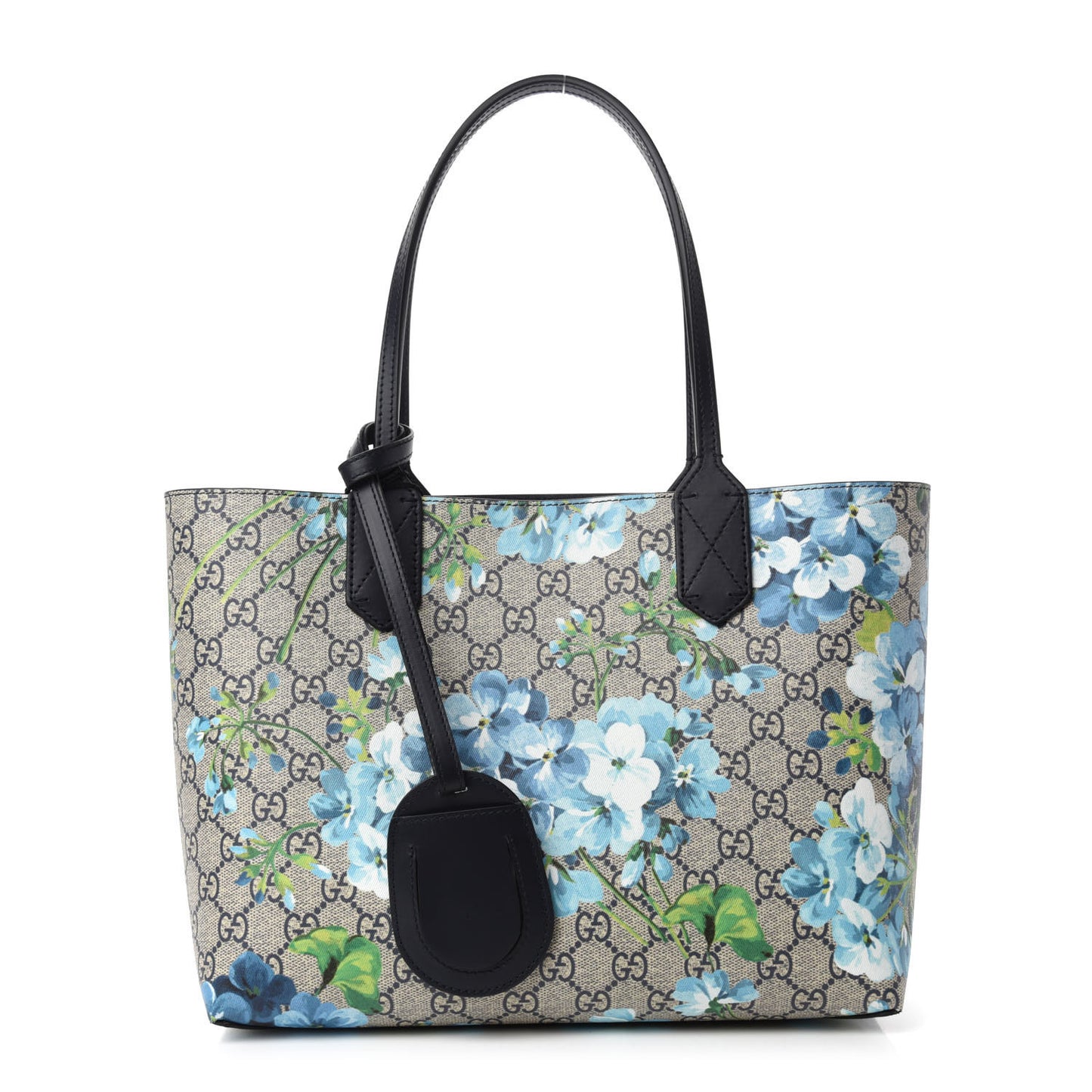 GG Supreme Monogram Blooms Small Reversible Tote Beige Blue Navy