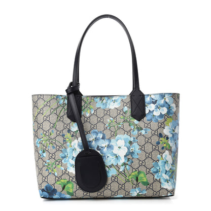 Gucci GG Supreme Monogram Blooms Small Reversible Tote Beige Blue Navy 1 of 16