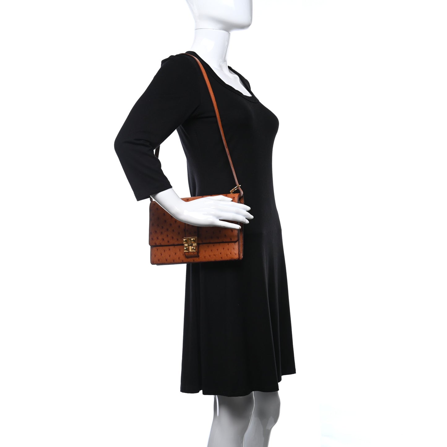 Ostrich Medor Shoulder Bag Gold