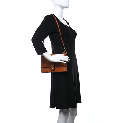 Hermes Ostrich Medor Shoulder Bag Gold 2 of 9