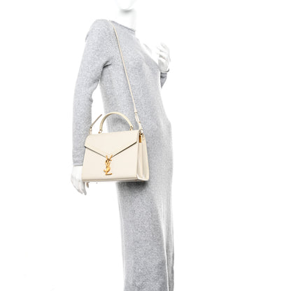 Saint Laurent Smooth Calfskin Medium Classic Monogram Cassandra Top Handle Crema Soft Rouge Legion 2 of 19