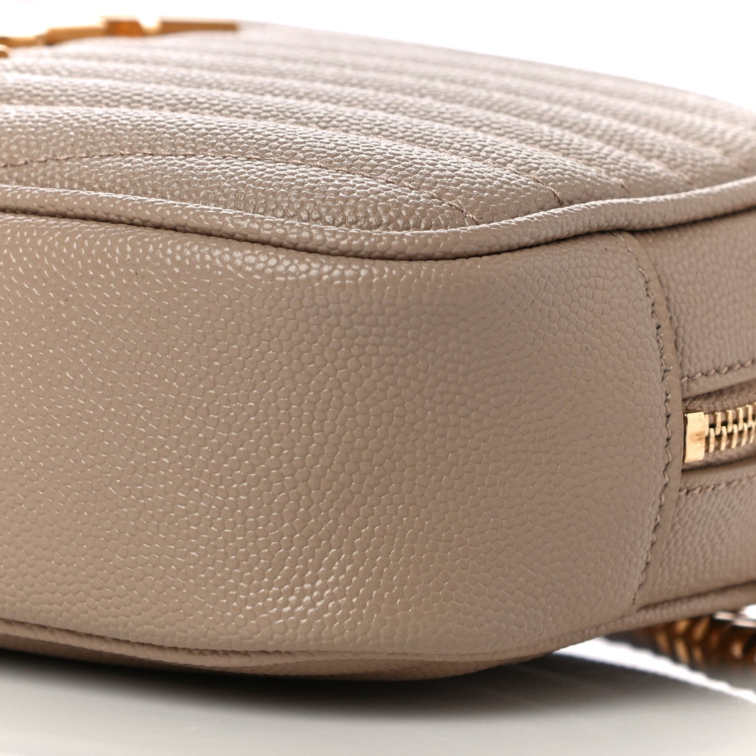 Saint Laurent Grain De Poudre Matelasse Monogram Mini Lou Camera Bag Dark Beige 10 of 11