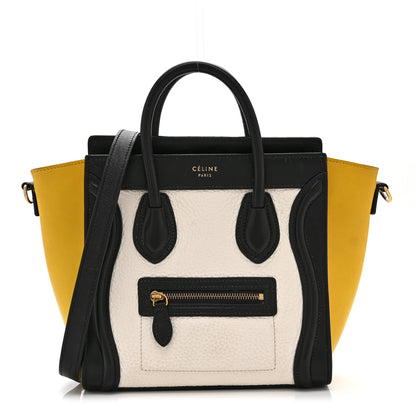 Celine Elephant Calfskin Nano Tri-Color Luggage Yellow 1 of 10