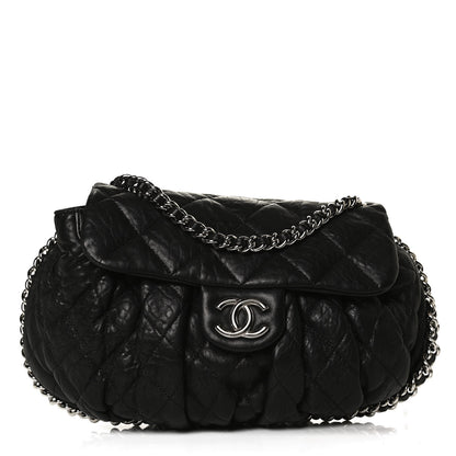 Chanel Washed Lambskin Quilted Medium Chain Around Messenger Black 1 of 15