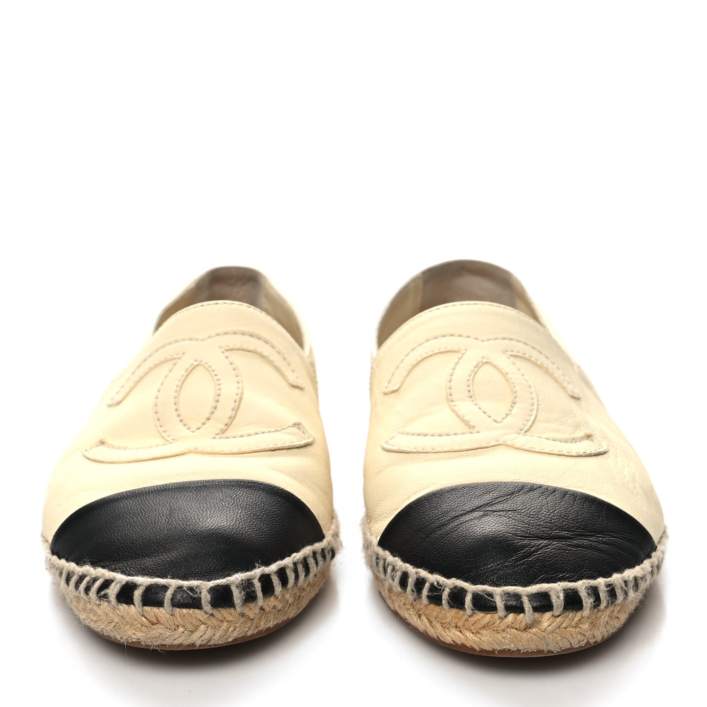 Lambskin CC Espadrilles 37 White Black