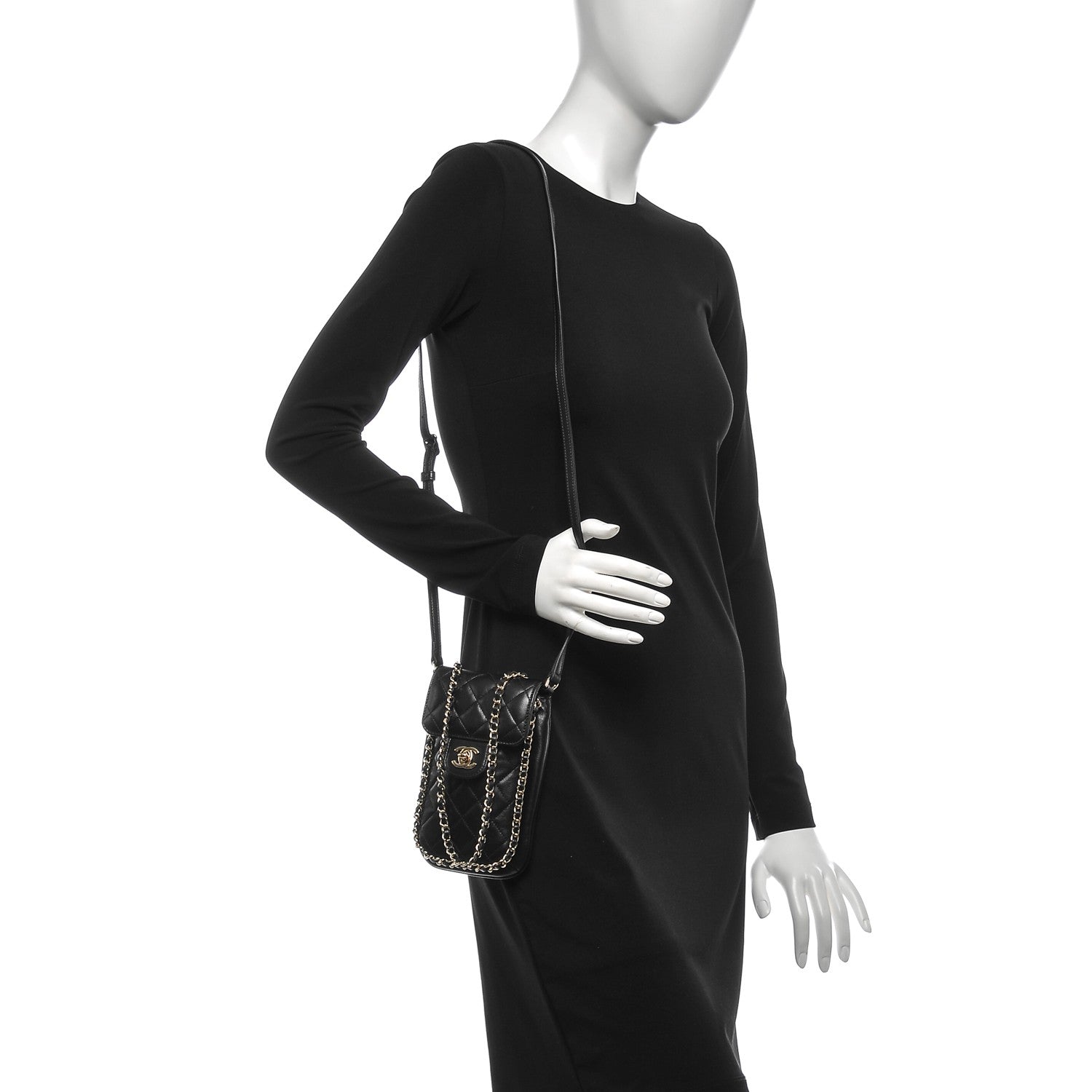 Chanel Lambskin Quilted Clutch With Chain Black 2 of 8