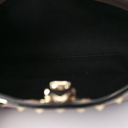 Valentino Garavani Pebbled Calfskin Small Rockstud Flip Lock Hobo Poudre 5 of 9