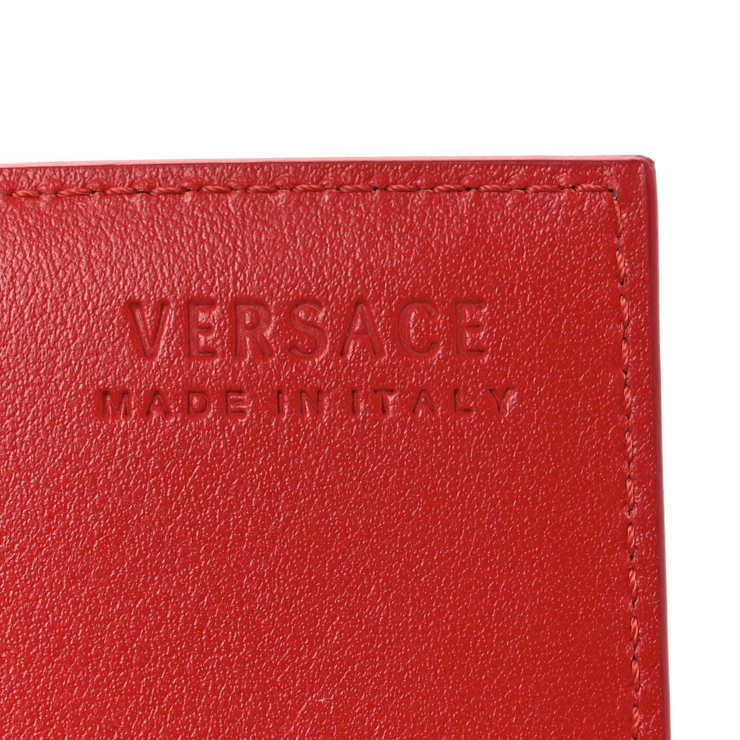 Versace Grained Calfskin Medusa Card Holder  Blue Rockerfeller Red 7 of 7
