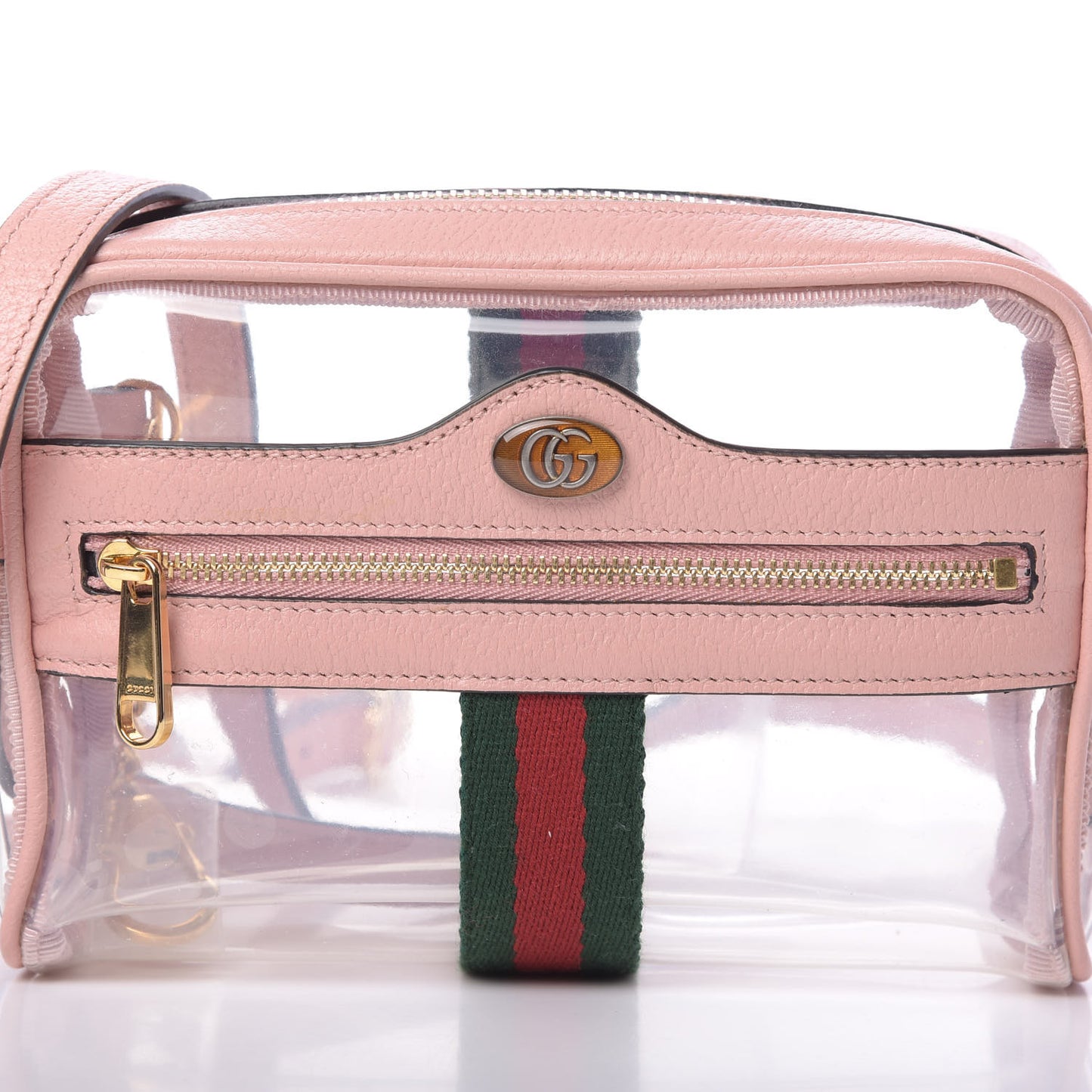 Vinyl Web Mini Ophidia Transparent Shoulder Bag Perfect Pink
