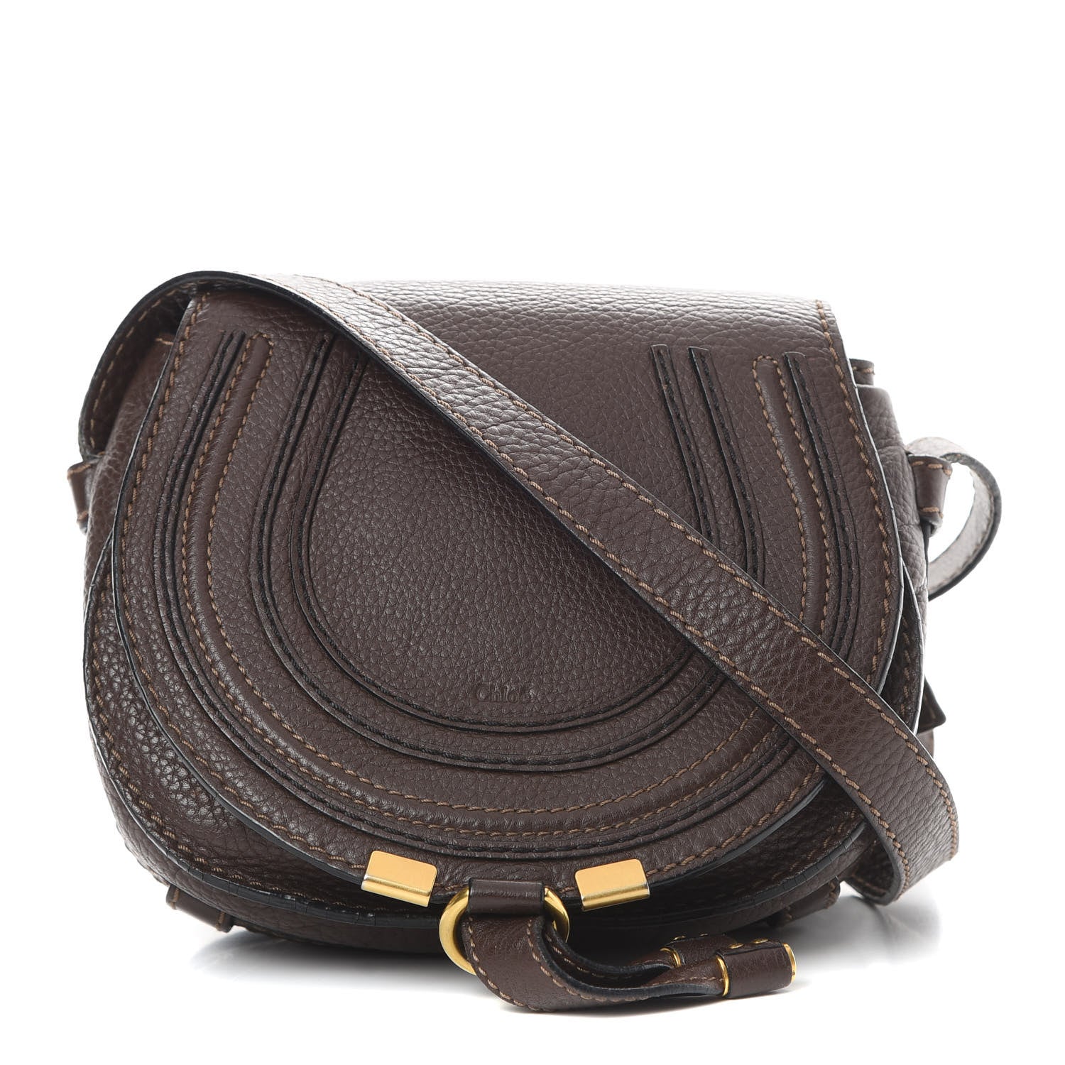 Chloe Calfskin Mini Marcie Round Crossbody Bag Truffle 1 of 17