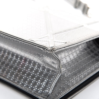 Christian Dior Metallic Patent Micro-Cannage Medium Diorama Flap Bag Silver 11 of 14