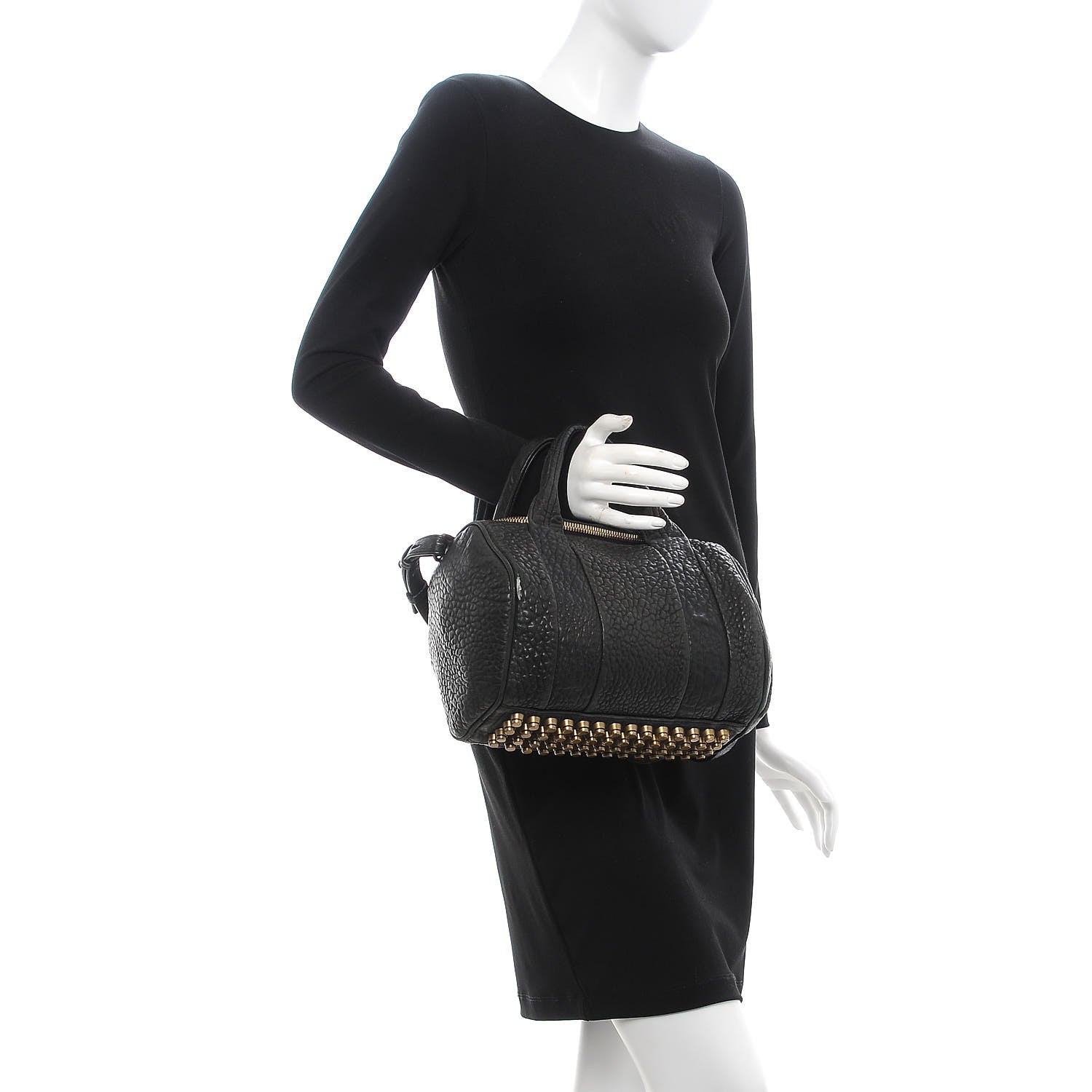 Alexander Wang Pebbled Lambskin Rockie Black Pale Gold Hardware 2 of 17