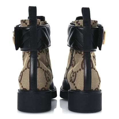 Gucci Flores Calfskin Monogram Maxi GG Nappa Matelasse Double G 40mm Ankle Boots 36 Black Camel Ebony 5 of 14