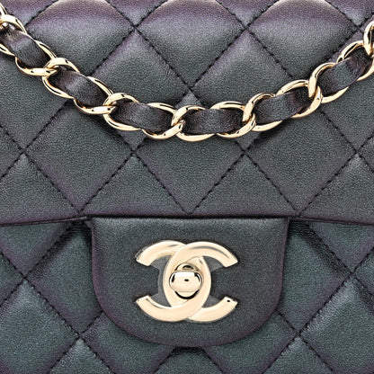Chanel Iridescent Lambskin Quilted Mini Rectangular Flap Black 8 of 13