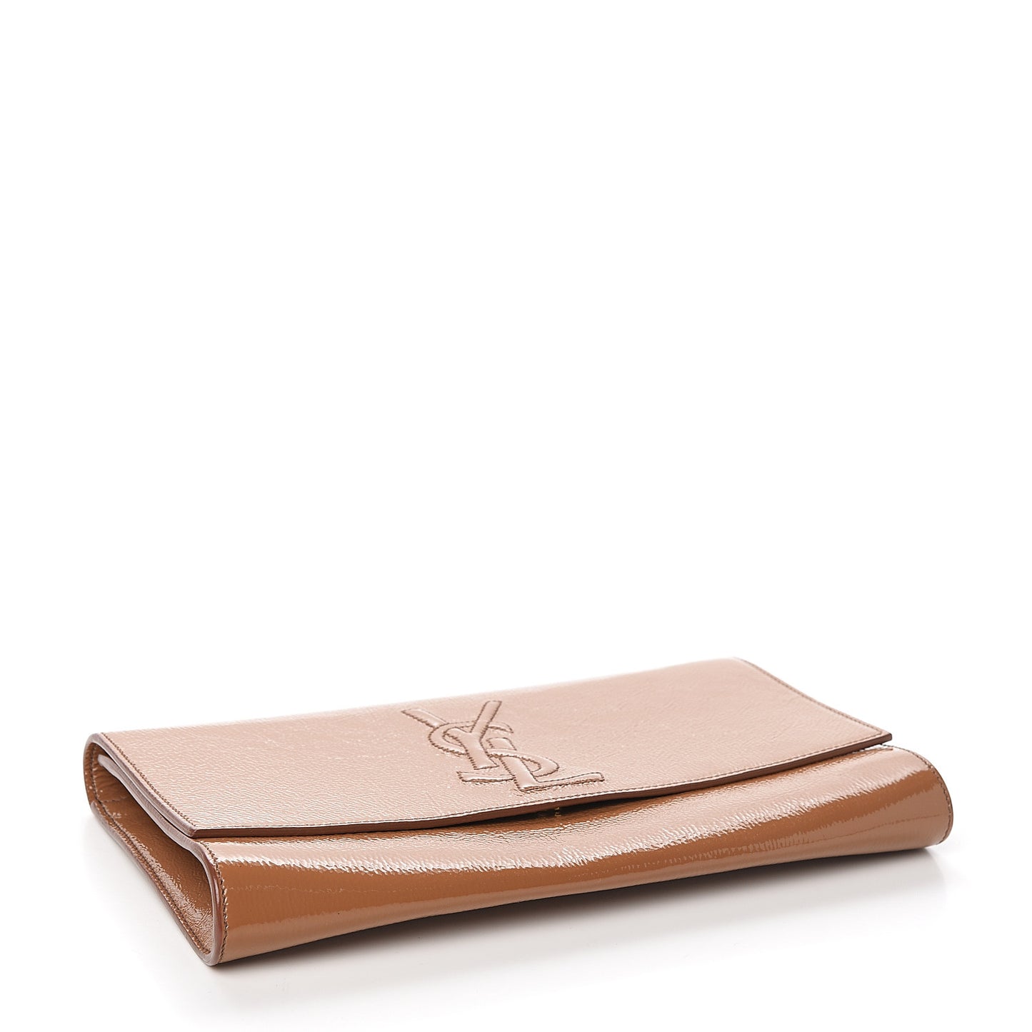 Textured Patent Monogram Large Belle De Jour Clutch Tobacco