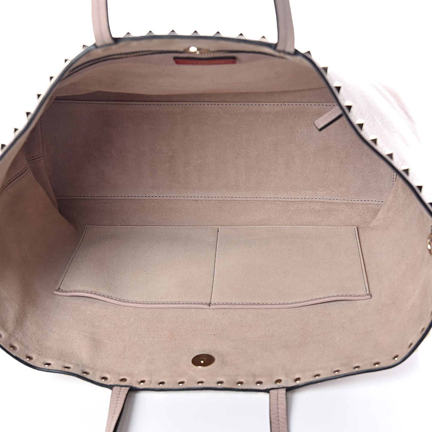 Grained Calfskin Rockstud Shoulder Tote Poudre