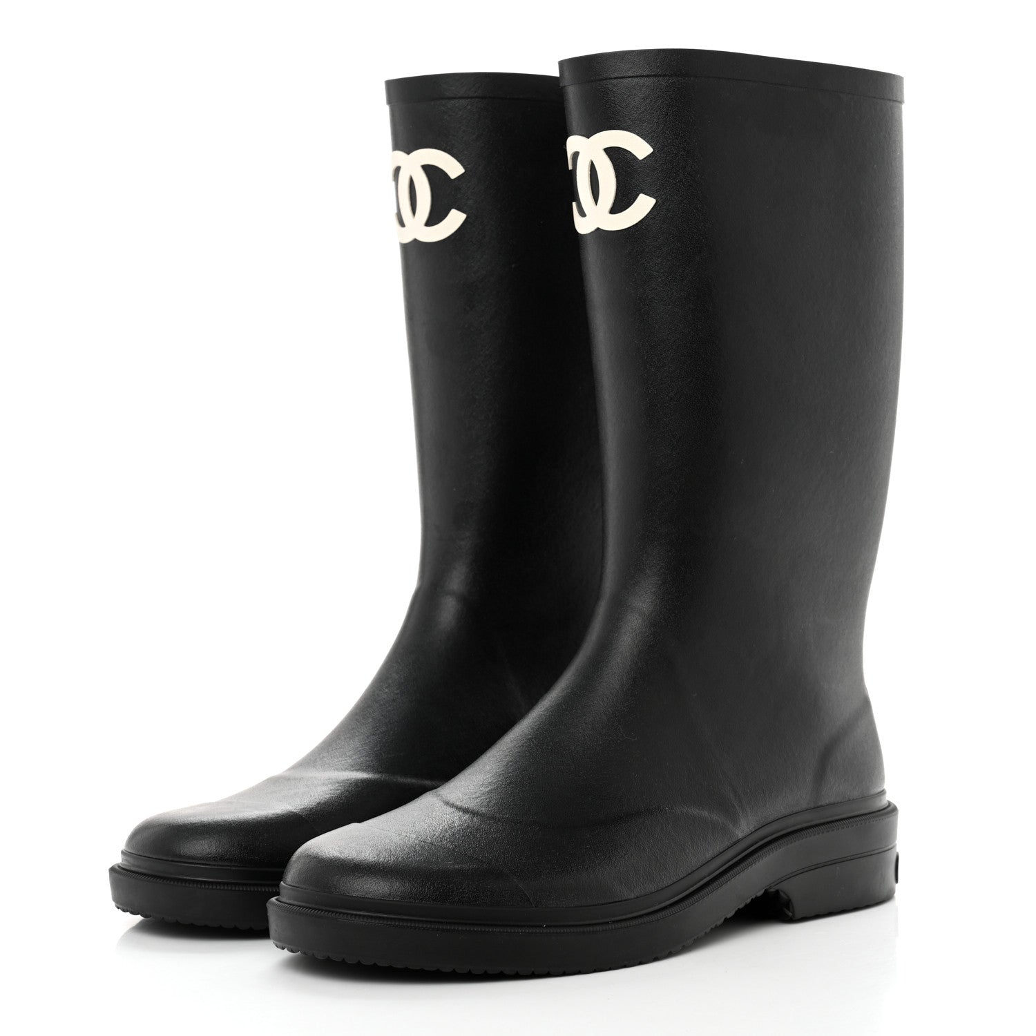 Chanel Caoutchouk CC High Boots 42 Black 3 of 10