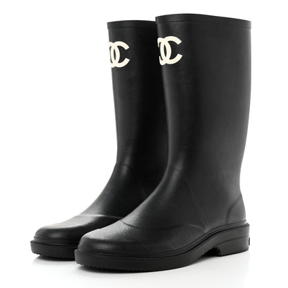 Chanel Caoutchouk CC High Boots 42 Black 3 of 10