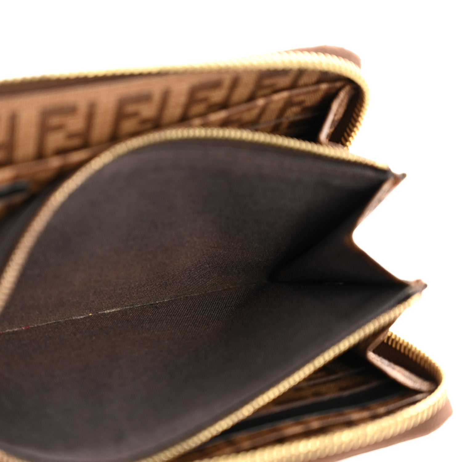 Fendi Zucchino Spalmati Forever Zip Around Wallet Nocciola 1881788