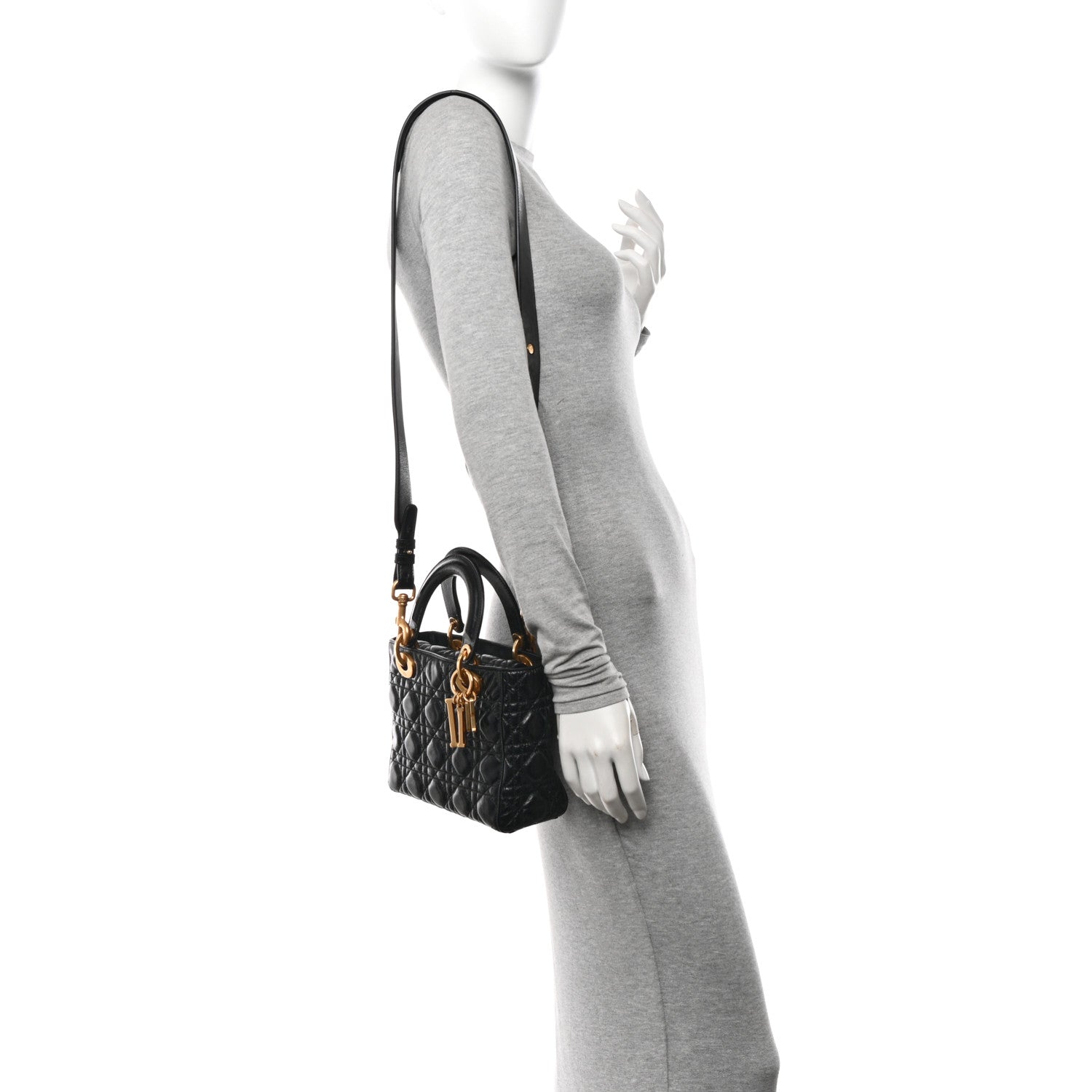 Christian Dior Crinkled Patent Cannage Small Lucky Badges My Lady Dior Black 2 of 13
