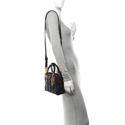 Christian Dior Crinkled Patent Cannage Small Lucky Badges My Lady Dior Black 2 of 13