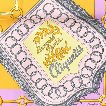 Hermes Silk Cliquetis Scarf 90 Jaune Soleil Parme 2 of 4