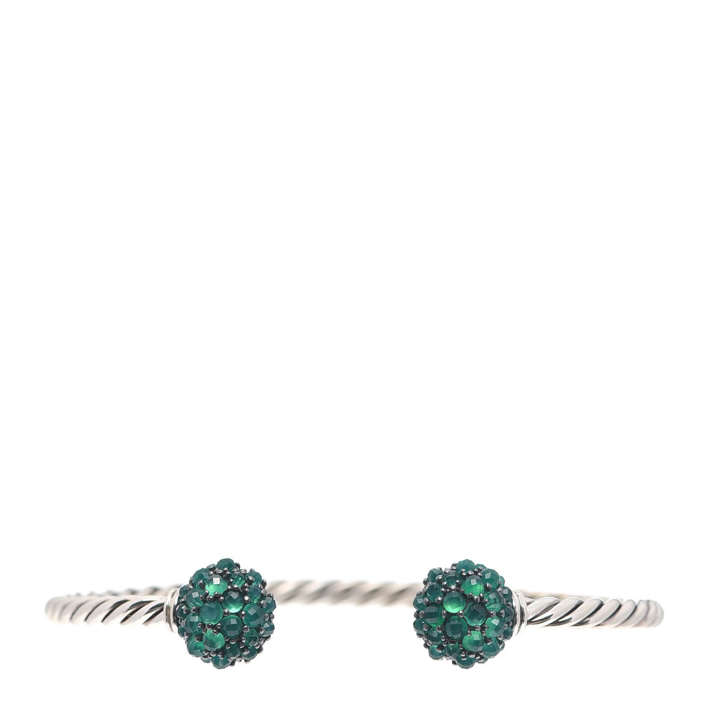 Sterling Silver Green Onyx Berries Cable Bracelet