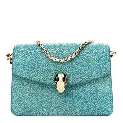 Bulgari Galuchat Serpenti Forever Miniature Bag Charm Green 1 of 7