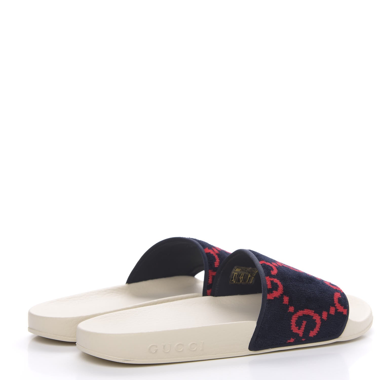 Gucci Terry Cloth GG Monogram Slide Sandals 38 Blue Red 4 of 7