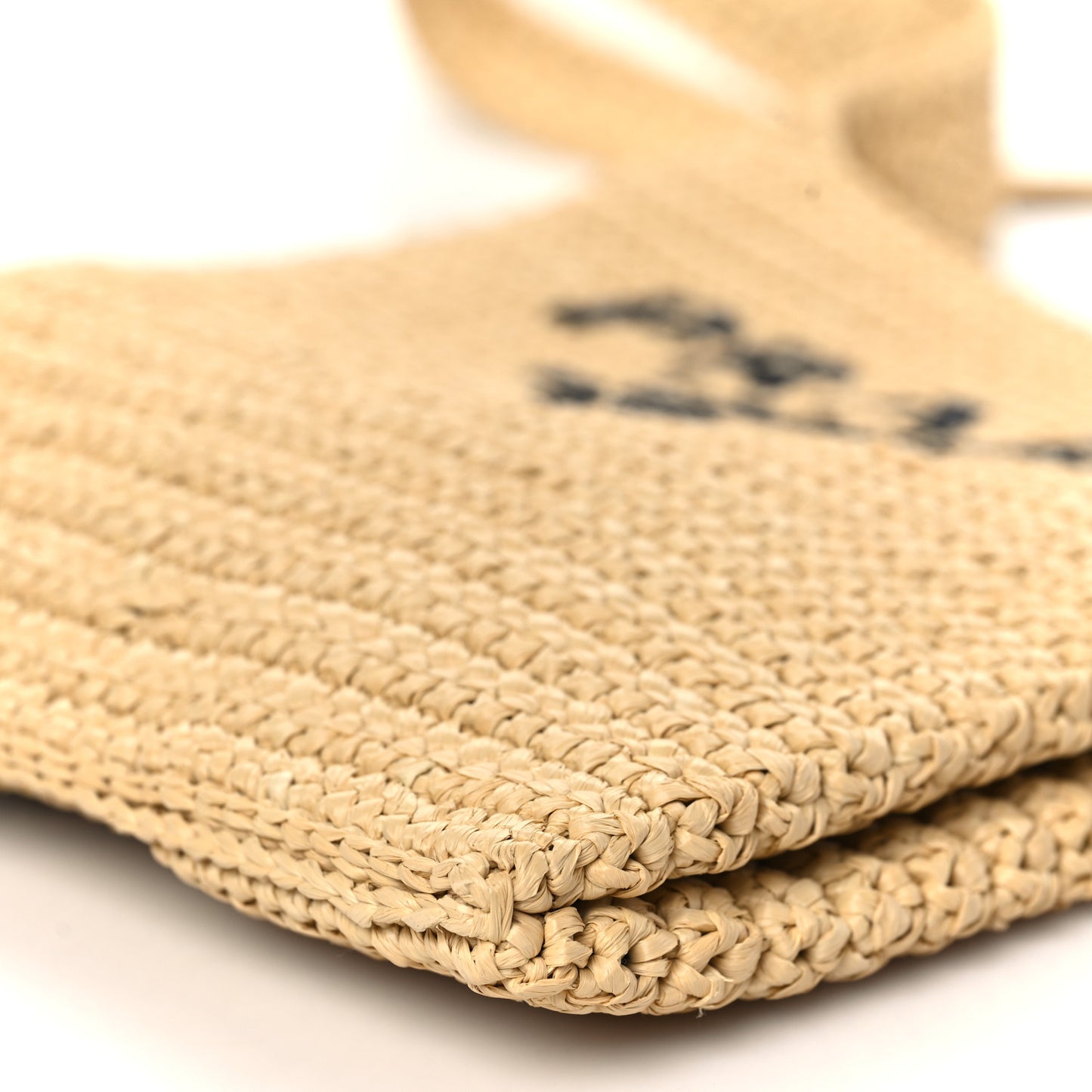 Yarn Raffia Effect Crochet Embroidered Logo Tote Messenger Bag Naturale