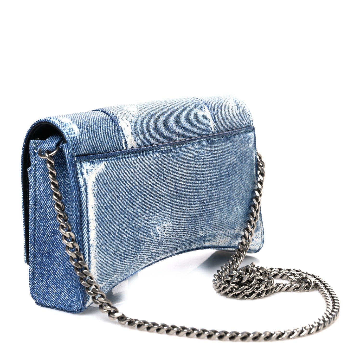 Balenciaga Nappa Denim Printed Hourglass Chain Bag Denim Blue 3 of 9