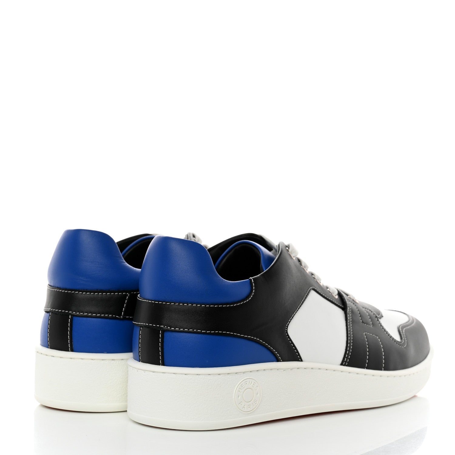 Hermes Calfskin Mens Free Sneakers 42 Black White Bleu Nuit 4 of 8