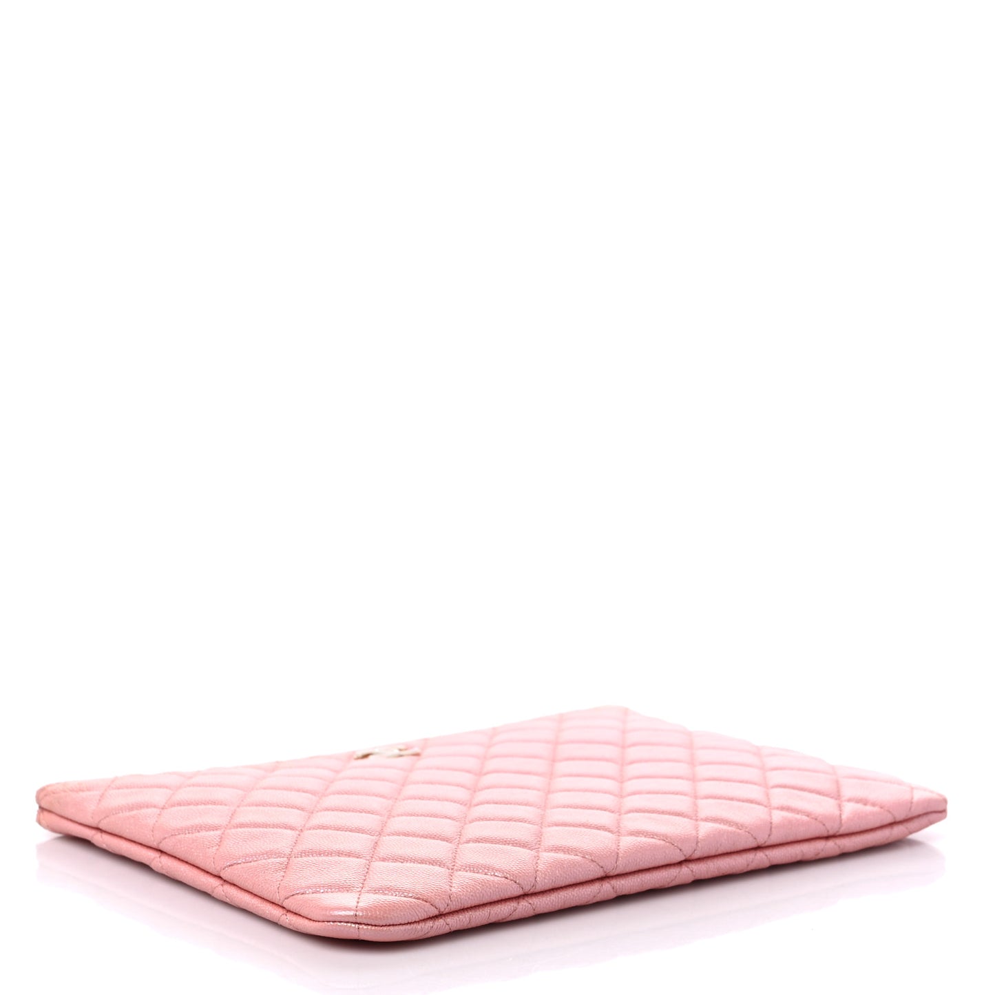 Iridescent Caviar Quilted Medium Cosmetic Case Rose Pink