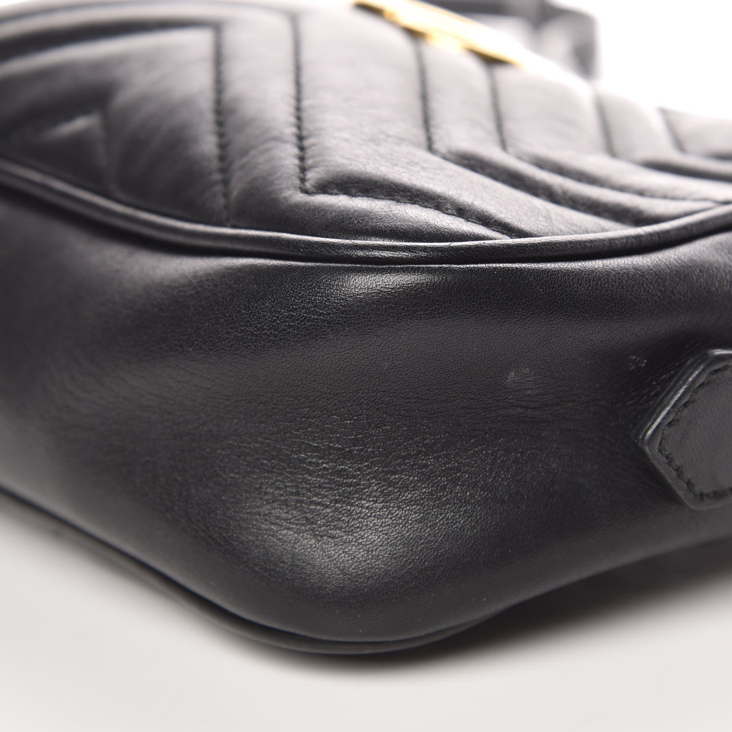 Gucci Calfskin Matelasse Mini GG Marmont Chain Shoulder Bag Black 12 of 12