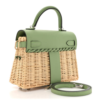 Hermes Wicker Swift Picnic Mini Kelly 20 Naturel Vert Criquet 3 of 12